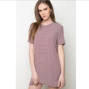 Brandy Melville Maroon Striped TShirt Dress
